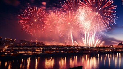 Fototapeta premium cinematic new years fireworks wallpaper