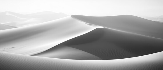 Obraz premium Black and White Minimalist Landscape Photography, Long Exposure Anamorphic Wallpaper Poster Banner Background Digital Art