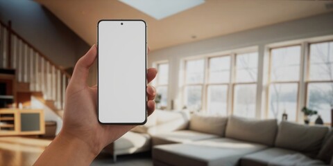 CU Caucasian woman using her phone at home, daytime shot