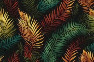 Fototapeta na wymiar Seamless pattern for fractal fern spear fabrics in rich, deep colors, abstract background, Plants and Flowers concept, generative ai 
