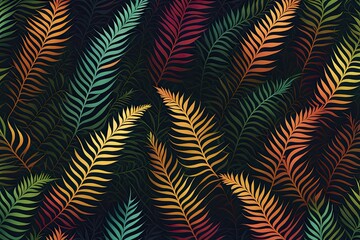 Seamless pattern for fractal fern spear fabrics in rich, deep colors, abstract background, Plants and Flowers concept, generative ai	