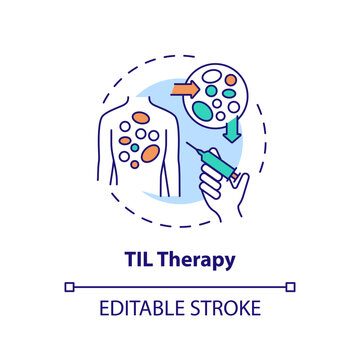 2D editable multicolor TIL therapy icon, simple isolated vector, thin line illustration representing cell therapy.