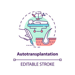 2D editable multicolor autotransplantation icon, simple isolated vector, thin line illustration representing cell therapy.