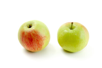Two green apples isolated on white background with clipping path..