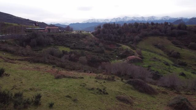 General aerial view of the main access to the El Soplao cave, in Cantabria, Spain.
