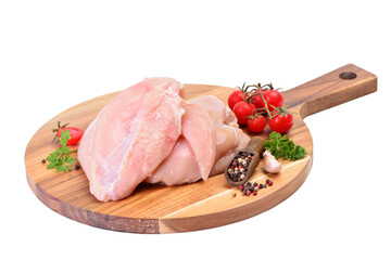 Chicken meat and vegetables isolated