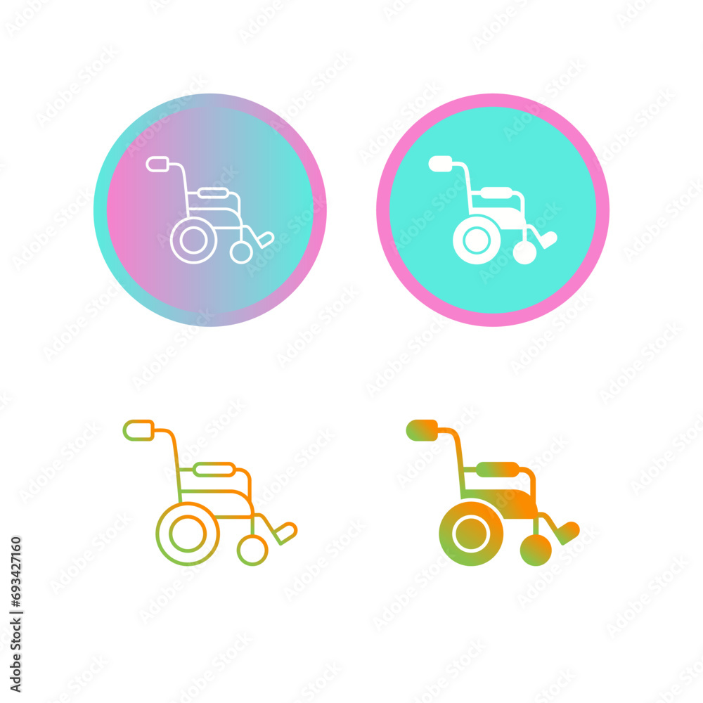 Sticker wheel chair vector icon