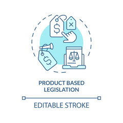 2D editable blue product based legislation icon, isolated monochromatic vector, thin line illustration representing pink tax.
