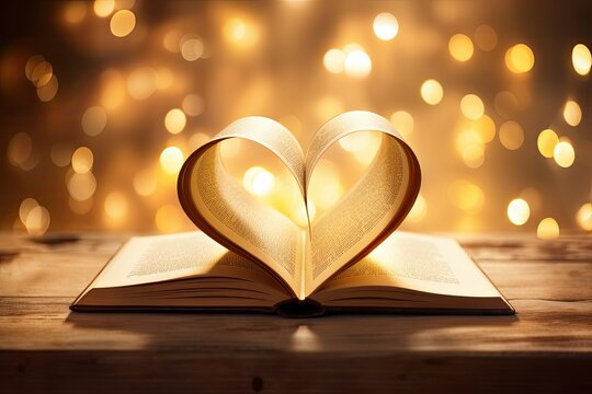 A heart-shaped book on the table,
