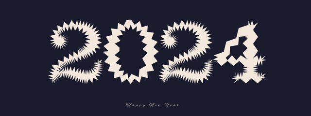 Decorated Happy New Year 2024 design .Premium trend vector illustration for banner, t shirt, poster, calendar and invitation cards. Happy New Year 2024.