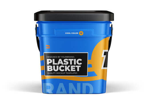 Blue Plastic Bucket Mockup