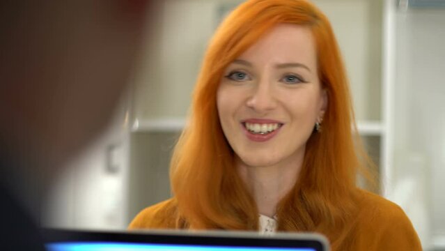 4K HR professional interviewing a potential candidate for a vacancy. Close up shot.