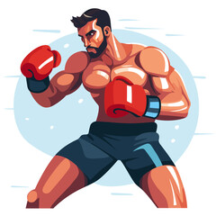 Boxer fighter - flat color vector illustration 