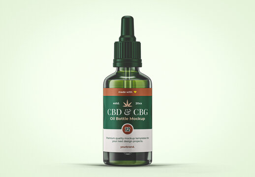 CBD Oil Dropper Bottle Mockup