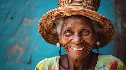 Kussenhoes a happy old cuban woman smiling © Samuel