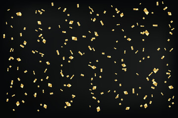 Abstract set of golden ribbons on black background. Background design for celebrations, invitations, party, birthday, new year and Christmas events.