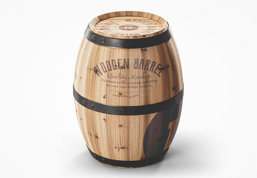 Wooden Whiskey Barrel Mockup