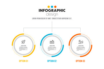 Vector circle timeline for infographics, template for diagrams, graphs, presentations and business concept charts with 3 options.