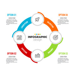 Naklejka premium Vector round pie chart into 4 option startup project minimal infographic design template modern for website menu interface