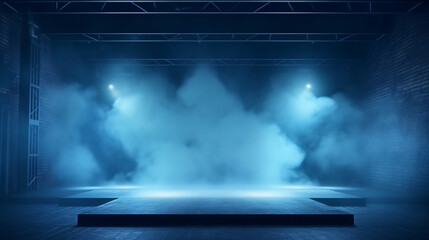 Smoke Fog Neon Spotlights Show Dance Club Blue Panto