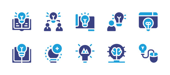 Idea icon set. Duotone color. Vector illustration. Containing knowledge, book, teamwork, idea, ideas.