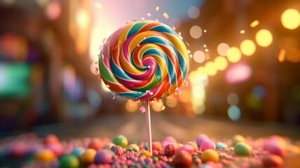 lollipop on colorful background  generative ai - obrazy, fototapety, plakaty