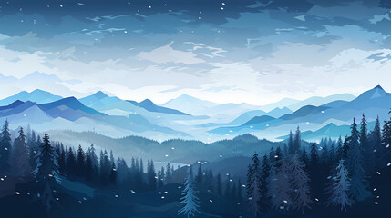 Snow Winter Landscape Blue Grey Black Hill Mountain
