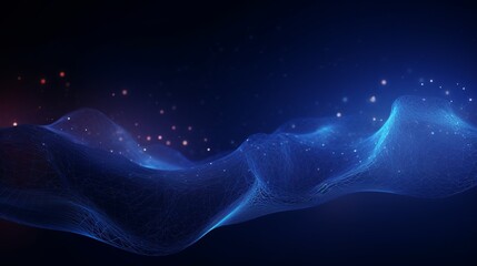 Dynamic Wavy Poly Grid Abstract Background: Technology Wireframe Concept in Virtual Space for Business, Science, and Data Analytics