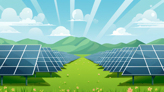 Solar panels on a green field green transition solar