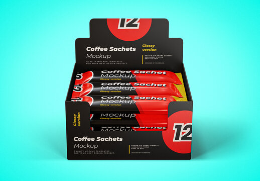 Coffee Sachet Box Mockup
