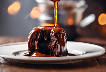 Cascata di Golosità- Cake Lava al Cioccolato con Cuore Fondente sul Piatto