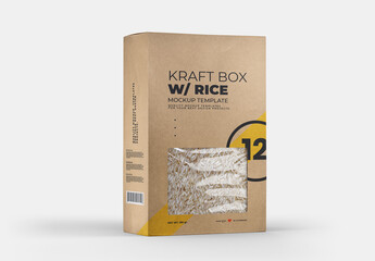 Rice Kraft Paper Box Packaging Mockup