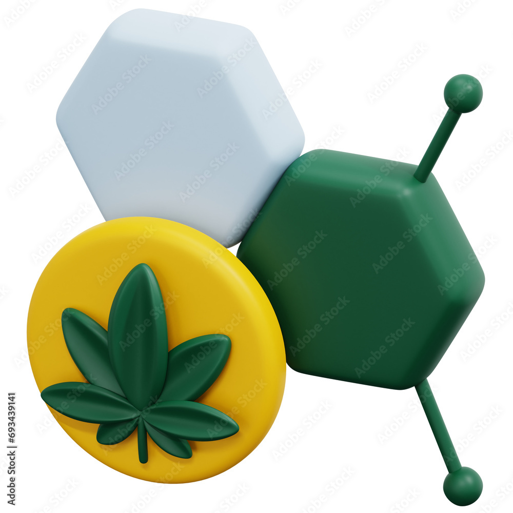 Poster molecules 3d render icon illustration