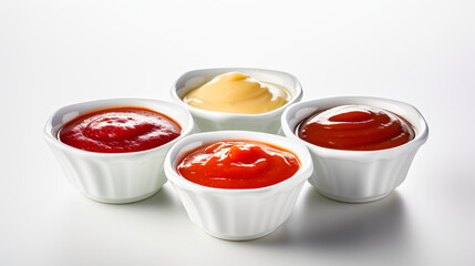 A delectable portion of ketchup in a bowl isolated on white background