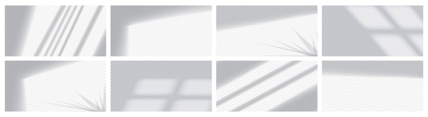 shadow from the window. Different shadow mockup set. Icon background mockup set. Flat, white background mockups for design. Vector icons