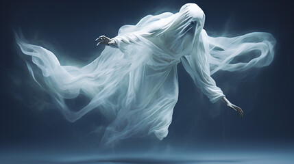 White Ghost Spirit Floating Tormented Pose 3d illustration