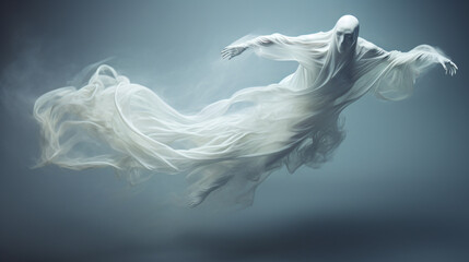White Ghost Spirit Floating Tormented Pose 3d illustration