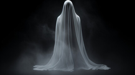 White Ghost Spirit Standing and Looking Over its Show