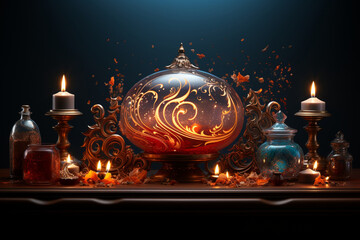 Fototapeta na wymiar commercial photo featuring intricate Ramadan-related calligraphy illuminated with soft lighting to evoke a sense of spirituality