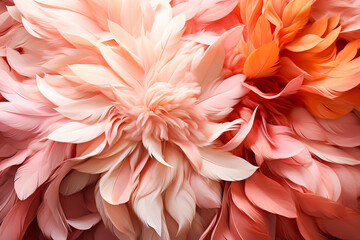 Fluffy  pink and peach feather  background. Fashion Color Trends 