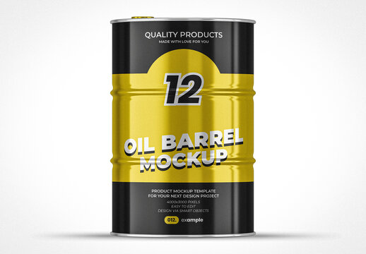 Metal Oil Barrel Mockup