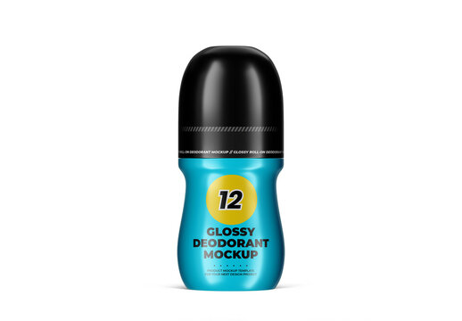 Roll-on Deodorant Bottle Mockup With Black Cap