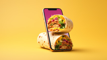burrito with mobile phone 