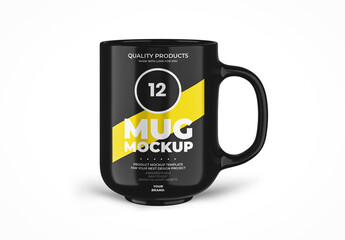 Black Mug Mockup On white Background