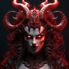 Woman Face Horned Demon Devil Avatar Fashion Beauty