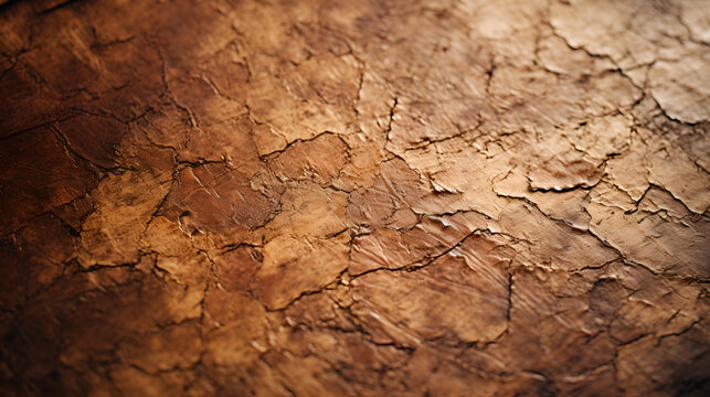Aged Leather Texture Background Wallpaper Design, Rough Sandpaper Texture, Generative AI, Closeup of torn rubber in various shades of brown and tan, with a cracked and weathered texture. The rubber 

