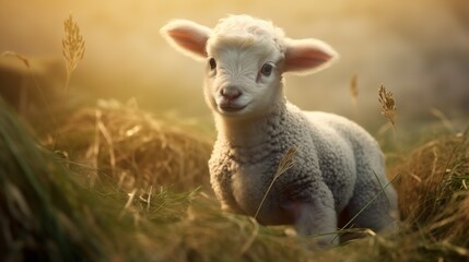 Obraz premium a baby sheep in a farm