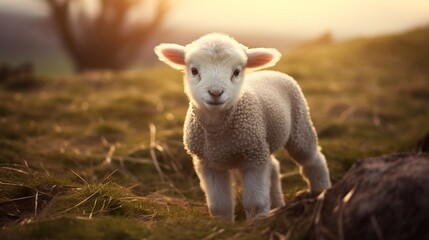 Fototapeta premium a baby sheep in a farm