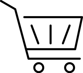 Shopping Cart Simple Outline Sign for Adverts. Suitable for books, stores, shops. Editable stroke in minimalistic outline style. Symbol for design