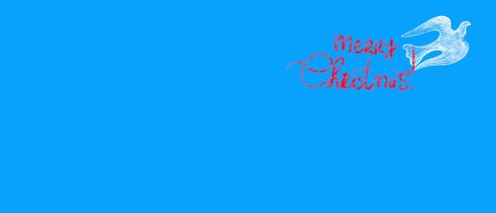 Banner lungo azzurro con colomba bianca pasquale con scritta disegnata a mano Felice Natale! - 693445952